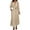 Khaki, variant on OSOLU Dresses Women Solid Color Casual Tie Waist Long Sleeve Deep V-Neck Dress Classic Sundress Flowy Vacation Dress