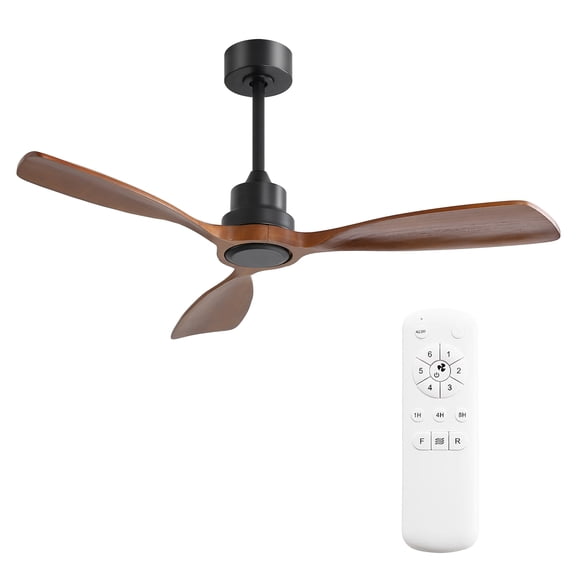 48" Ceiling Fan without Light,3 Solid Wood Blades Outdoor Ceiling Fan,6-Speed Reversible Dc Motor for Living Room,Bedroom,Kitchen