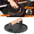 thumbnail image 4 of Homelife Meat Press for Grilling Round Cast Iron Bacon Press Rectangle Burger Press with Wooden Handle with Wooden Handle, 4 of 13