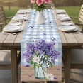 thumbnail image 4 of Purple Lavender Table Runner - 108 Inch Long Spring Daisy Butterfly Plants Watercolor Blue Cotton and Linen Blended Dress Scarves Farmhouse Table Runner for Kitchen Dining, Coffee Table, 13" x 108", 4 of 8