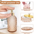 thumbnail image 5 of Haturi 4-Piece Amber Brown Glass Bathroom Accessories Set, Diamond Pattern Vanity Organizer with Soap Dispenser, Toothbrush Holder, Q-tip Jar, and Tray, 5 of 7