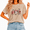 1-brown, variant on Cozymy BOO Ghost Pumpkin Collage Retro Casual Tee for Women Crewneck Short Sleeve Washed Halloween Shirt