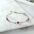 thumbnail image 3 of Gem Stone King 925 Sterling Silver Red Created Ruby and Blue Created Sapphire Tennis Bracelet for Women | 4.36 Cttw | Gemstone July Birthstone | Oval 7X5MM | 6 inch + 1 inch Extender, 3 of 3
