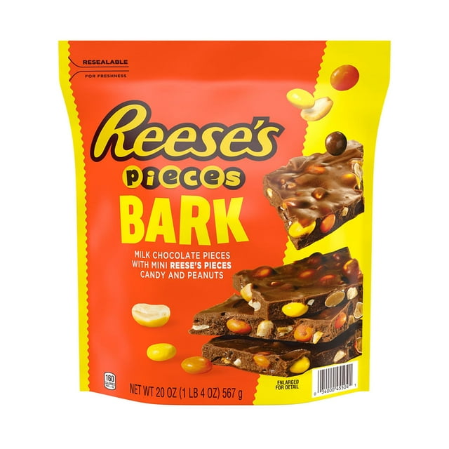 REESE'S PIECES Milk Chocolate Candy with Peanuts Bark, 20 oz.