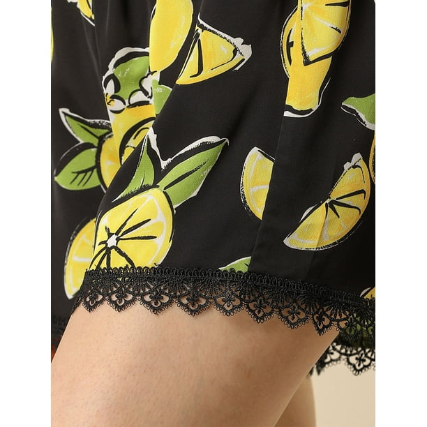 Printed Lace Trim Shorts