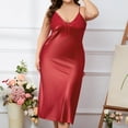 thumbnail image 5 of Women's Plus Size Long Slip Dress Nightgowns Sexy Lingerie Adjustable Strap Maxi Dress Silky Gown V Neck Sleep Dress, 5 of 6