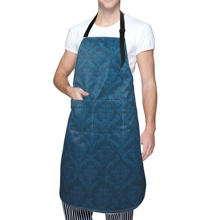 

Cauagu Dark Blue Aprons with Pockets Waterproof Apron for Women Kitchen Cooking Apron Adjustable Bib Aprons Chef Apron for Cooking Drawing Crafting