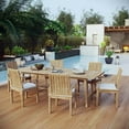 thumbnail image 2 of Modern Contemporary Urban Design Outdoor Patio Balcony Garden Furniture Side Dining Chair and Table Set, Wood, White Natural, 2 of 7