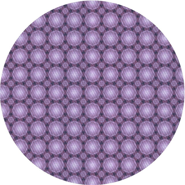 Ahgly Company Machine Washable Indoor Round Transitional Bright Lilac Purple Area Rugs, 5' Round