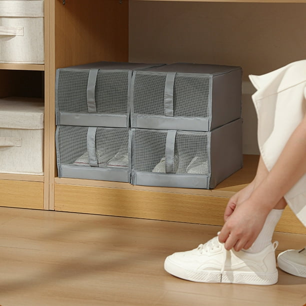 RKSTN Shoe Storage Shoe Storage Organizer , Foldable Fabric Shoes Container Box With Clear Window Accommodates Most Shoe Sizes,Foldable For Good Storage