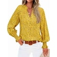 thumbnail image 2 of Womens V Neck Floral Long Sleeve Tops Summer Casual Loose Puff Sleeve Chiffon Boho Blouse T Shirts Yellow XXL, 2 of 6