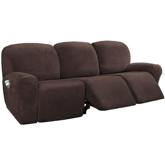 Living Room Velvet Solid Color Soft Settee Covers Chair Protector Couch Slipcover Sofa Covers DARK BROWN 2SEAT