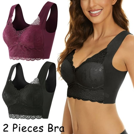 

〖TOTO〗Bras For Women 2 Pieces Lace Bra Plus Size Bra Women Underwear Bralette Crop Top Female Bra Large Top Female Brassiere Laced Bra