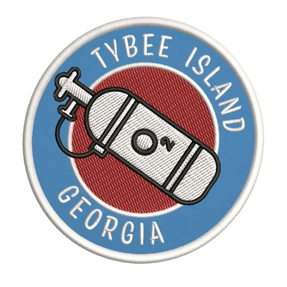 Tybee Island, Georgia Scuba Flag O2 Tank 3.5 Inch Iron Or Sew On Embroidered Fabric Badge Patch Ocean Beach, Salt Life Iconic Series