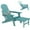 Lake Blue, variant on Folding Adirondack Chair with Ottoman, Adjustable Backrest Plastic HDPE Adirondack Chairs w/4 in 1 Cup Holder Tray, Black