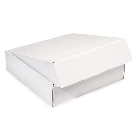 Pack of 6, White Gourmet Shipping Boxes 12 x 12 x 3" Auto Lock Boxes Perfect for Christmas Gourmet Gift Packaging