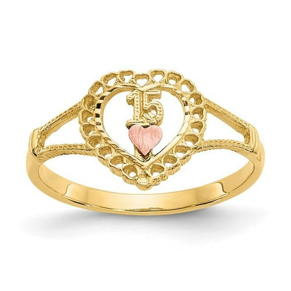 14K Two-tone 15 Heart Ring K3883