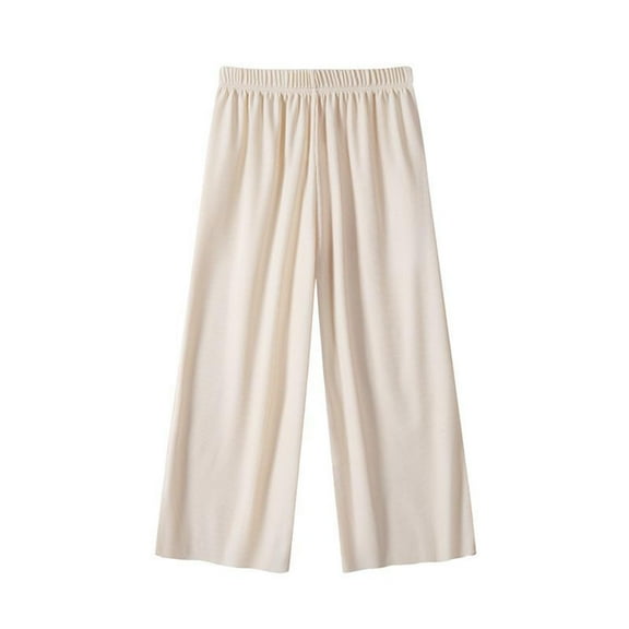 BXINGOHAI Girls Wide Leg Pants Elastic High Loose Solid Pants Ice Silk Thin Pant Outdoor Spring Fall Leisure Trouser under 5 Beige,110