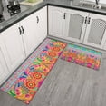 thumbnail image 2 of Colorful Pioneer Flower Pattern Kitchen Rugs Sets Of 2,Anti Fatigue Kitchen Mat Rugs Non Slip Washable,Decorative Kitchen Floor Mats for Kitchen,Sink,Laundry,17"x30"+17"x47", 2 of 7