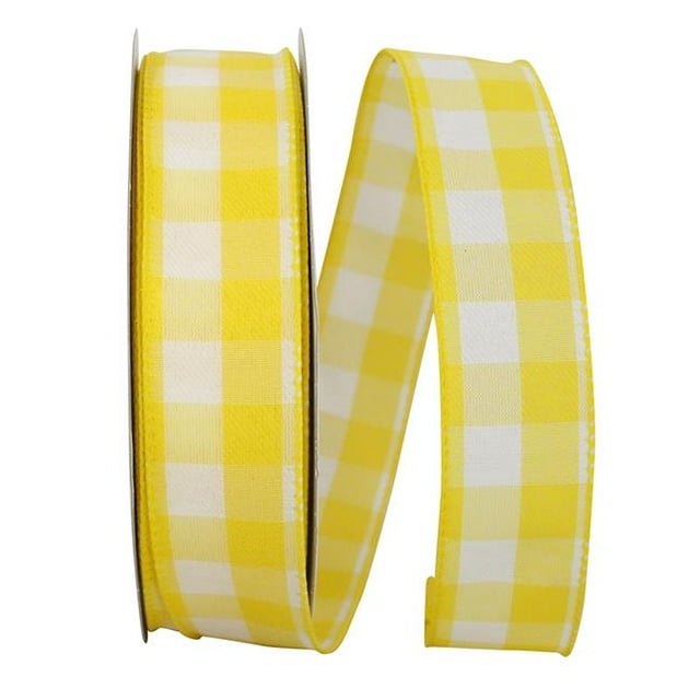 Reliant Ribbon 93228W-079-09K Celine Plaid Twill Wired Edge Ribbon - Yellow - 1.5 in. x 50 yards