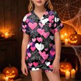 thumbnail image 2 of KPOPLK Halloween Pajamas Sets for Girls 2T-13T Short Sleeve Button Down Shirt and Elastic Waist Shorts Jammies Teen Girl 2 Piece Pjs,Size 2-3 Years, 2 of 5