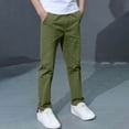 thumbnail image 2 of JUMEYU Boys Uniform Pants Casual Elastic Waist School Long Pants Fashion Loose Trousers with Pockets Clothes 4T-12T (Green,8T 10T), 2 of 7