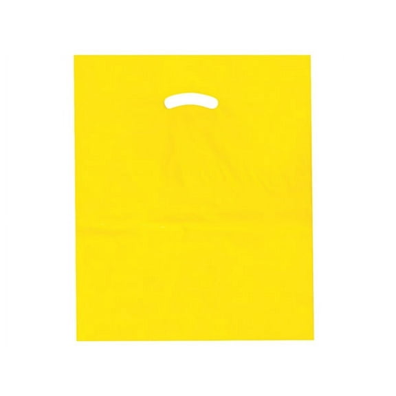 Pack Of 500, 15 x 18" x (With 4" Bottom Gusset) Solid Yellow Super Gloss Recycled Plastic Bags 1.25 Mil Made in USA