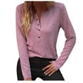 thumbnail image 2 of Womens Button Down Henley Shirts Ribbed Deep V Neck Long Sleeve Tops Casual Knit Blouses Tshirts Pink L, 2 of 8