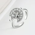 thumbnail image 1 of HONEYRAIN Bagues Brillantes Lune et Étoile Anti-Anxiété pour Femmes Bagues Fidget Spinner Argent Sterling Bague Ouverte Rotative Bagues en Argent 925 Véritable 1 Psc, 1 of 6