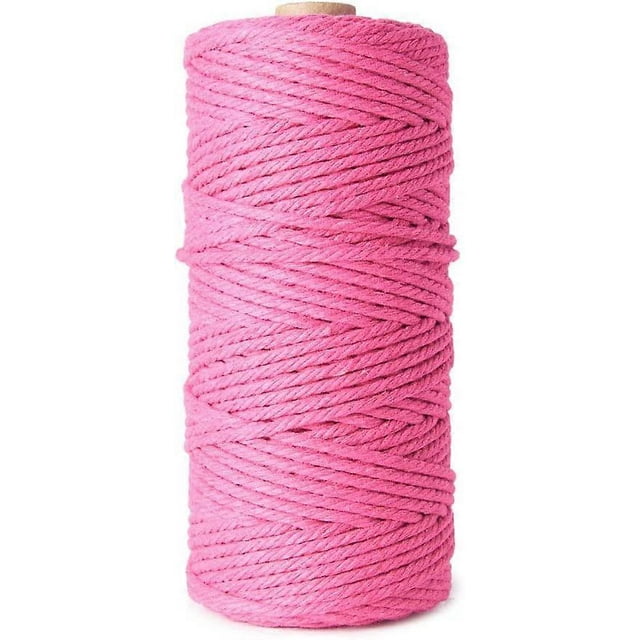 Cuerda trenzada de algodón 100 % natural de 1/12", 1/8", 1/6", 1/5" (rojo rosa, 3 mm (1/8 de pulgada x 328 pies))