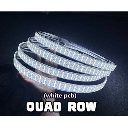 Tzvmny Quad Row Pure White Wheel Lights 15.5'' LED Exterior Decorative Lights, Fits Universal, Cold White, Brightest Rim, Bluetooth