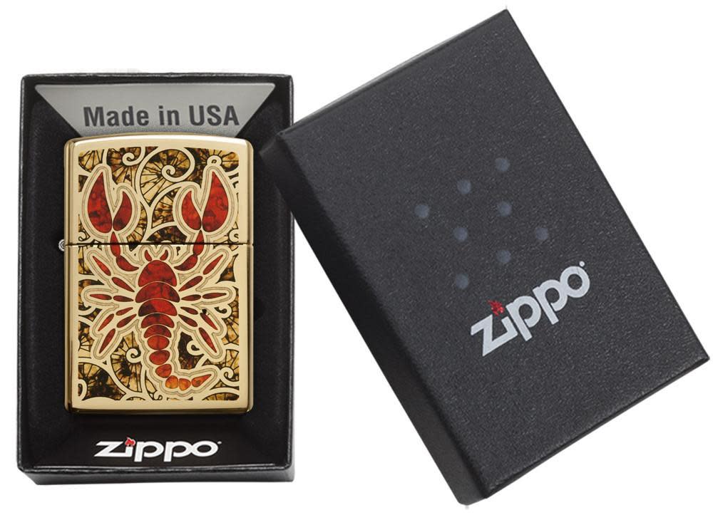 Zippo Crustacean Design High Polish Brass Pocket Lighter