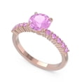 thumbnail image 2 of 2.25 Carat Unique Round Cut Pink Sapphire Gemstone Wedding Ring for her 18K Rose Gold Size 6.5 by Diamond-Capitals, 2 of 7