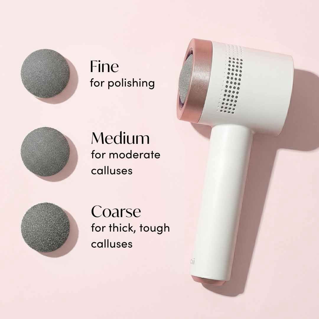 Fancii Cali Electric Foot File Callus Remover, Rechargeable with Built-in Vacuum – Mess-Free, Painless, Powerful Pedicure Tool Kit for Smooth Feet - Removes Hard, Cracked, Dead Skin (White)