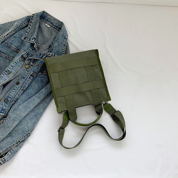 Bolso de mano de lona para mujer, bolso de mensajero informal, bolso bandolera, bolso universitario para estudiantes