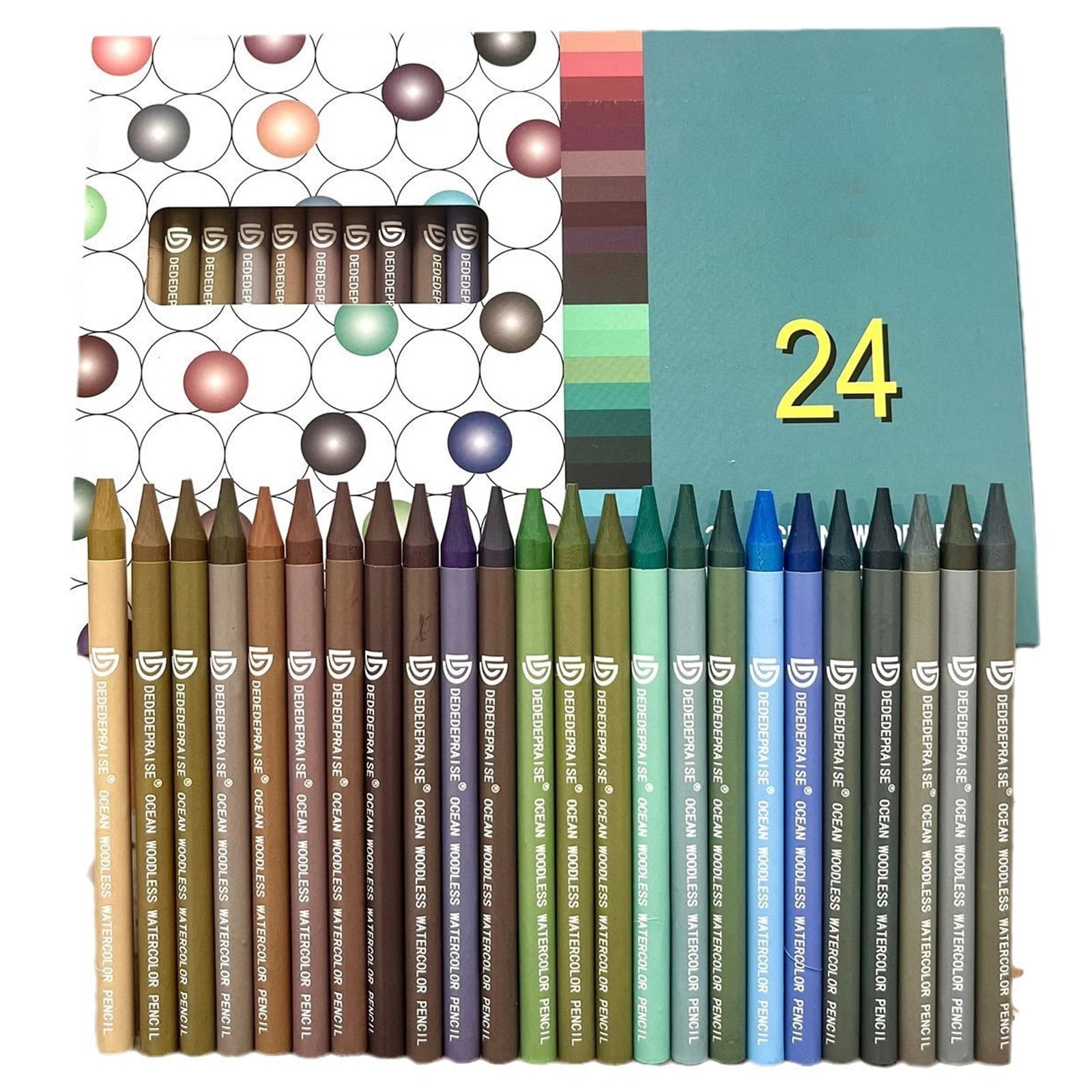 BELOWSYALER 24Pcs Woodless Watercolor Pencil for Artist Student Coloring Painting Journaling 24 Color Water-Soluble Coloring Pencil