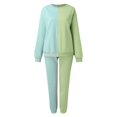 thumbnail image 5 of Women Casual Assorted Colors Sportswear Two Piece Loose Soft Fabric Sportswear Long Sleeve Top And Pants Sweatshirts Set plus Size Pant Suits for Women Business 16w Wedding Dress Women Dressy Pants, 5 of 7