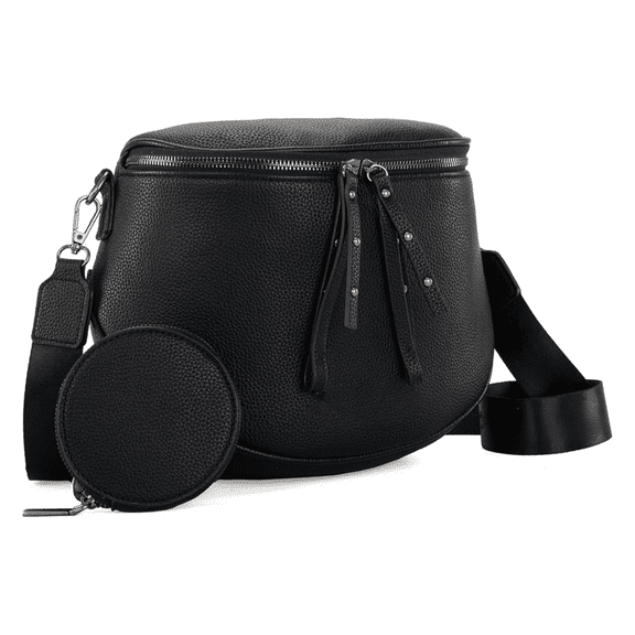 Μοntana West Women's Large Crossbody Bum Bag with Adjustable Strap & Coin Purse, Black