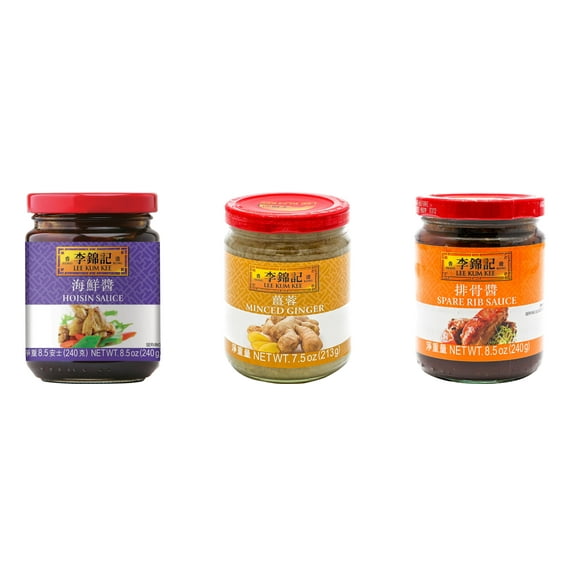 NineChef Brand Spoon Plus 3 Pack Lee Kum Kee Cooking Sauce, 3 Flavors(Hoisin Sauce,Minced Ginger Sauce,Spare Rib Sauce)