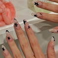 thumbnail image 1 of 24pcs/box Fake French y2k Nails Press On Long Stiletto Almond Shape Wearable False Nails With Stars Designs Full Cover Nail Tips FGS, 1 of 7