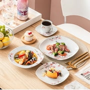 VEWEET 30-Piece Porcelain Dinnerware Sets, Ivory White Dinner Set, Service for 6