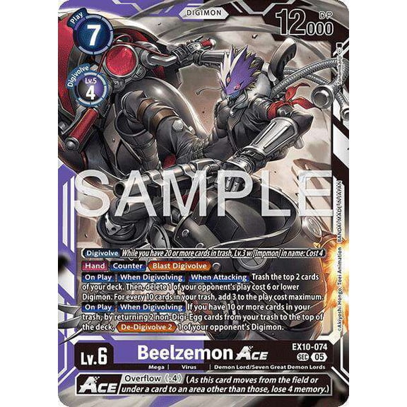 Digimon Sinister Order Secret Rare Beelzemon ACE EX10-074