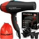 thumbnail image 1 of Secador de pelo profesional BELLFORNO iónico, 2200 W, motor CA potente, cerámica de turmalina, silencioso con difusor y 2 boquillas concentradoras, negro y rojo, 1 of 5
