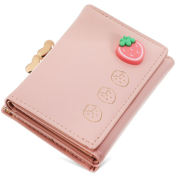 PENIKOKO Compact Pink  Cartoon Wallet for Women Snap Closure Key and Card Storage