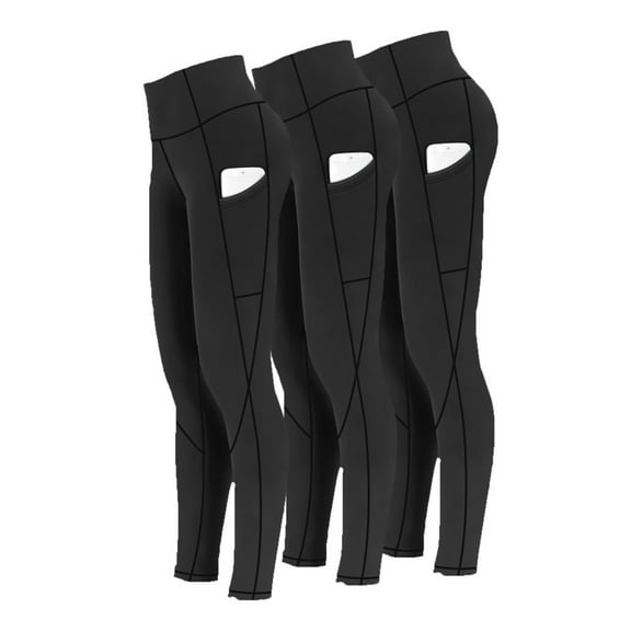 Funidos 3 Pack Women's High Waisted Yoga Pants with X-Band Side Pockets Tummy Control Workout Leggings for gym running