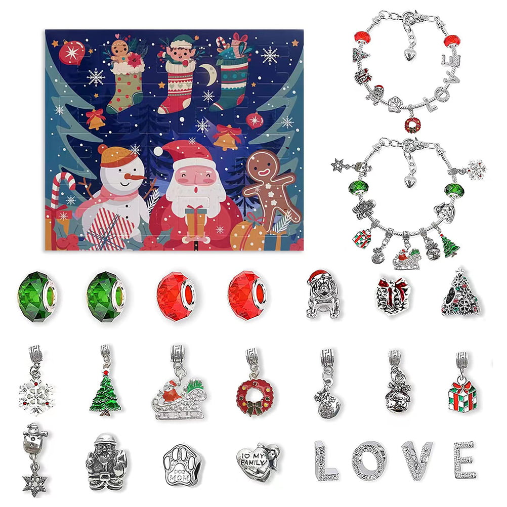 Details about   Christmas Advent Countdown Calendar With Fashion Bracelet Charms Set Quality 