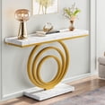 thumbnail image 5 of Tribesigns 41 Inch White Console Table with Gold Ring Base, Modern Entryway Sofa Table Narrow Long, Geometric Contemporary Accent Table for Living Room, Entryway, Hallway, Entrance, Faux Marble White, 5 of 8