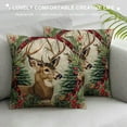 thumbnail image 3 of Leisuo Merry Christmas Animals Elk Decorative Throw Pillow Covers Reindeer Bell Winter Snowflake Wreath Pillowcase Brilliant Red (Br-Animal), 3 of 5