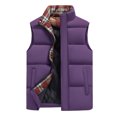 thumbnail image 4 of Men's Solid Color Winter Quilted Vest Stand Collar Thick Sleeveless Jacket with Pockets Outdoor Warm Gilet Purple Size XXL, 4 of 4