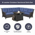 thumbnail image 2 of PARKWELL Outdoor Patio Furniture Set with Fire Pit Table,All-Weather Conversation L-Shaped Sectional Sofa with No-slip Thick Cushions,Backyard Porch Garden Poolside Balcony Set,Brown/Navy, 2 of 9